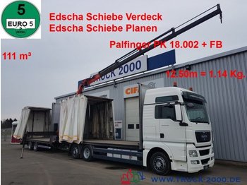 Camion bâche MAN TGX 26.440 111m³ Jumbo+ Kran PK18002 12,5m=1,14t