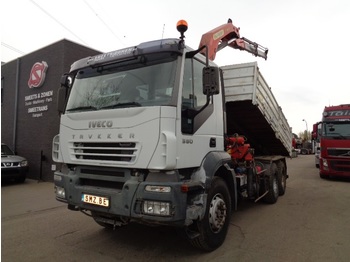 Camion benne Iveco Trakker 380 6x4 /palfinger pk 14080 /2 extensions