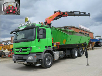 Camion benne Mercedes-Benz Actros 2544 L6x2 3-Achs Kipper Kran Funk+Greifer