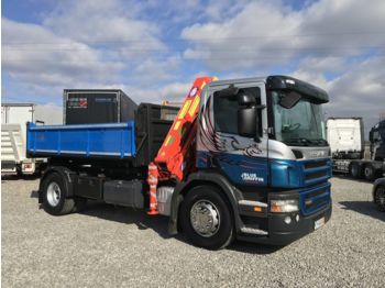 Camion benne SCANIA P94 R230 3-stronny kiper + dzwig HMF