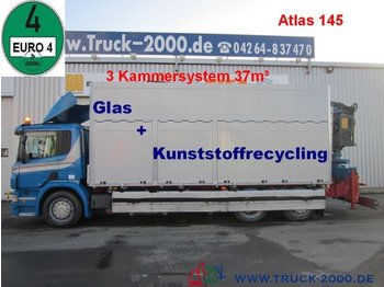 Camion benne Scania P380 Glas/Wertstoff Recycling Kran 3Kammern 37m³