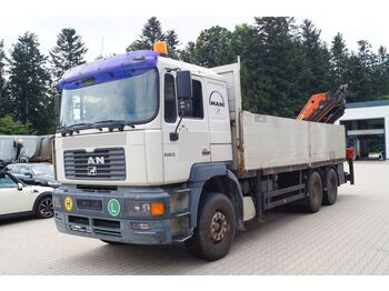 Camion plateau MAN 33.464 Baustoff mit Palfinger PK 27000D mit Funk