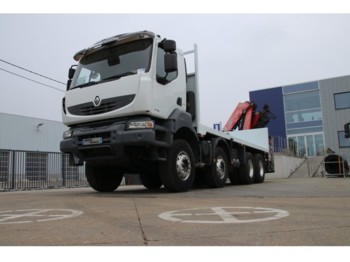 Camion plateau Renault KERAX 410 DXI+PLATEAU 6.55M+FASSI F240 (5x)+Remote Control