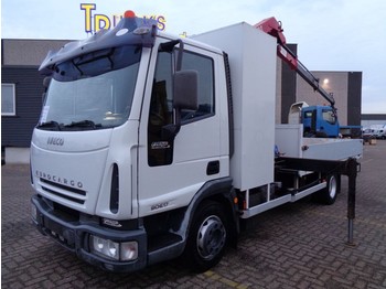 Camion plateau ridelle Iveco EUROCARGO 90 E 17 + HMF CRANE 5 TON + MANUAL + SPRING/SPRING
