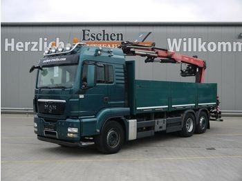 Camion plateau ridelle MAN TGS 26.480 6x2,BL, Fassi F 185 BS Kran, Intarder