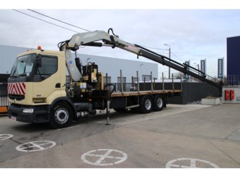 Camion plateau ridelle Renault PREMIUM 370 + Grue/Crane 28 Ton/m ( 4x )