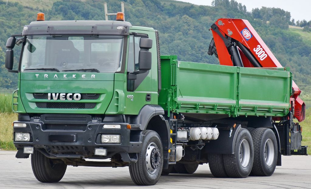 Camion grue, Camion plateau Iveco TRAKKER 450 * HMF 3000K3 + FUNK * 6x4: photos 4