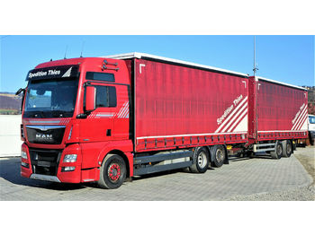 Camion à rideaux coulissants MAN TGX 26.440 PLTFORM+ PLANE 7,70m+Anhänger EURO 6: photos 1
