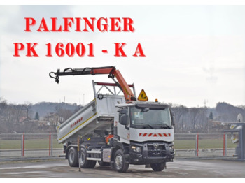 Camion benne, Camion grue Renault C 380 * KIPPER 5,20 m* PK 16001 - K A+ FUNK /6x4: photos 1
