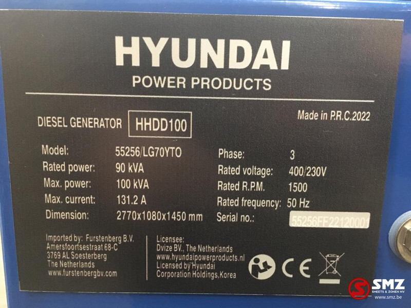 Groupe électrogène neuf Hyundai Stroomgroep Hyundai 100KVA HHDD100: photos 8