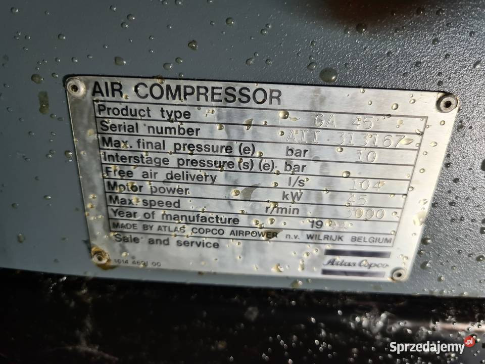Compresseur d'air Kompresor śrubowy ATLAS COPCO GA 45 ff  (1): photos 6