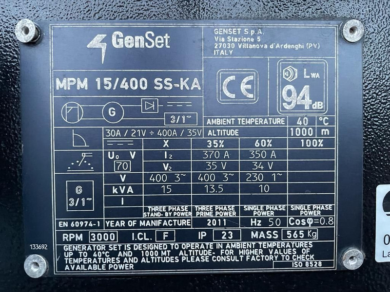 Groupe électrogène Kubota GenSet MPM 15/400 SS-KA 15 kVA 400 Amp Silent Las generatorset: photos 4