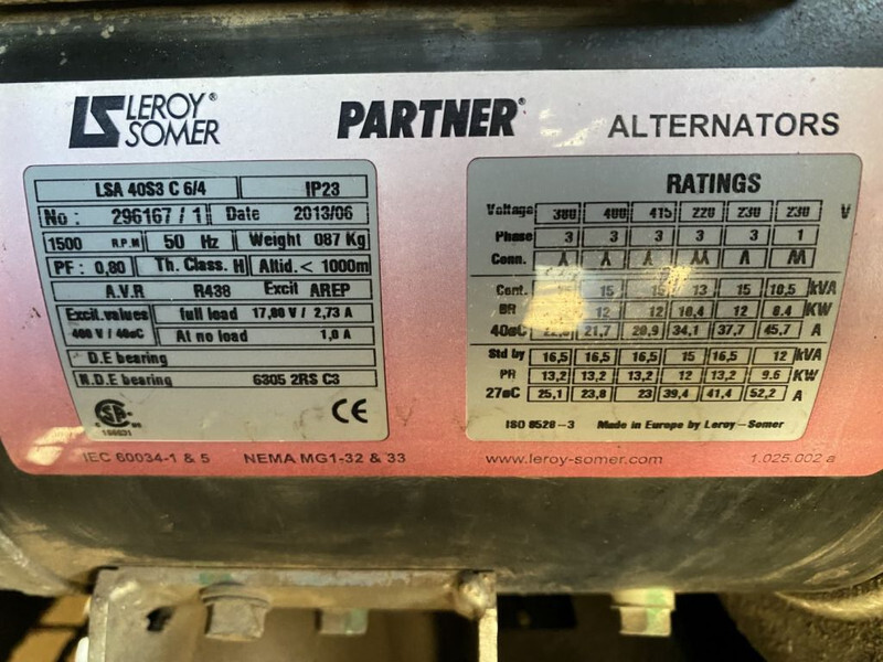 Groupe électrogène SDMO R16 Mitsubishi Leroy Somer 16 kVA Silent Rental generatorset: photos 10