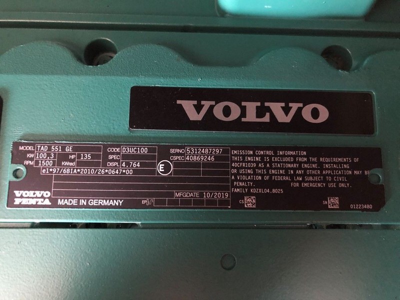Groupe électrogène neuf Volvo 110 kVA Supersilent generatorset: photos 4