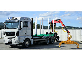Camion grumier MAN TGX 33.540 Holztransporter + Kran Topzustand 6x4