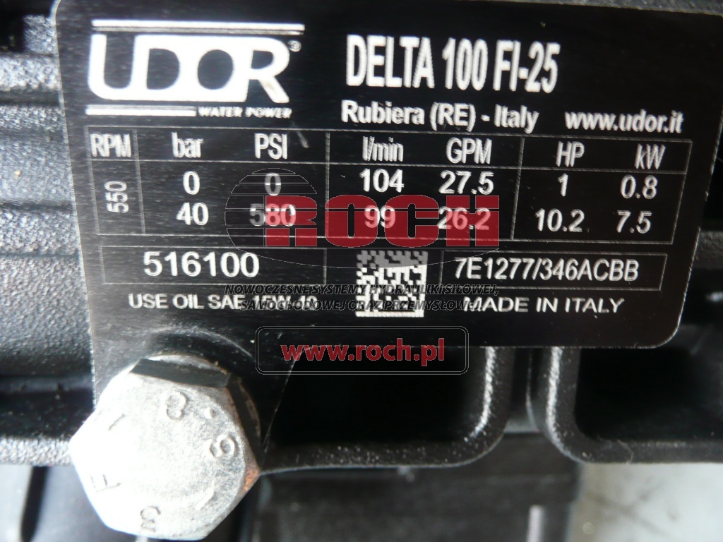 Pompe hydraulique UDOR DELTA 100 FI-25 516100 7E1277/346ACBB: photos 2