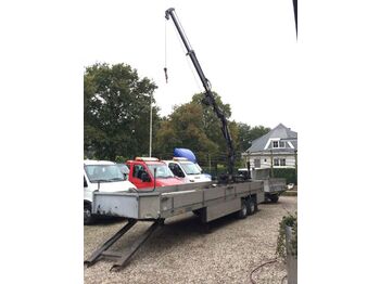 Semi-remorque plateau Veldhuizen Veldhuizen Be oplegger met Hiab kraan 035-2