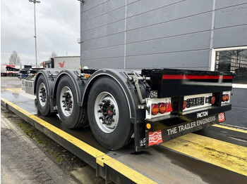 Pacton containerchassis | schuifkop | geschoopeerd | RVS kist - semi-remorque porte-conteneur/ caisse mobile