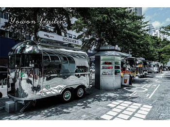 YOWON shiny stainless steel food vending cart mobile stream line trailer - Remorque magasin: photos 2