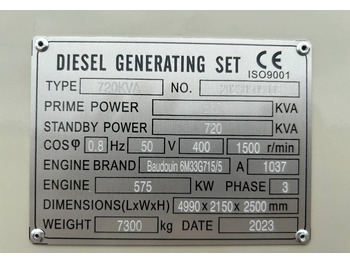 Baudouin 6M33G715/5 - 720 kVA Generator - DPX-19879.1  - Groupe électrogène: photos 4