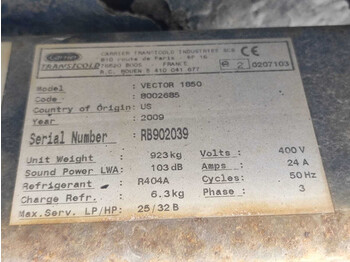 Carrosserie frigorifique CARRIER VECTOR 1850 REFRIGERATION UNIT / KÜLMASEADE: photos 3 Carrosserie frigorifique CARRIER VECTOR 1850 REFRIGERATION UNIT / KÜLMASEADE: photos 3