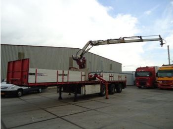 Semi-remorque plateau Floor Hiab Kraan - zij boorden - 2x stuur as - Stenenoplegger: photos 1