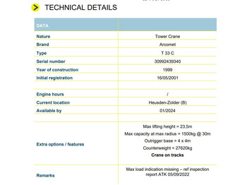 Grue à montage rapide Arcomet T 33 C: photos 2 Grue à montage rapide Arcomet T 33 C: photos 2