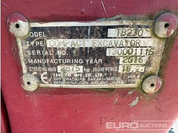 Mini pelle 2016 Takeuchi TB230: photos 3 Mini pelle 2016 Takeuchi TB230: photos 3