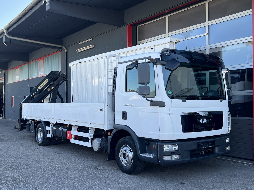 Camion plateau, Camion grue MAN TGL 12.250 6m Glasreff Palfinger PK-8501K Klima: photos 1