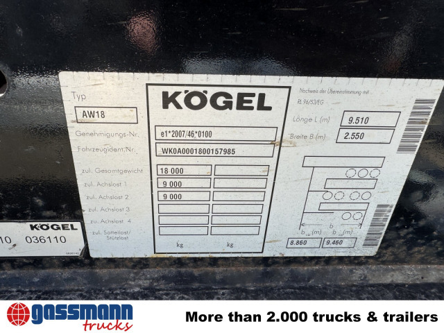 Kögel AW 18 - Remorque porte-conteneur/ Caisse mobile: photos 2 Kögel AW 18 - Remorque porte-conteneur/ Caisse mobile: photos 2