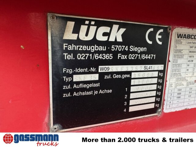 LÜCK SKF 35, Stahlmulde ca. 37m³, Liftachse - Semi-remorque benne: photos 3 LÜCK SKF 35, Stahlmulde ca. 37m³, Liftachse - Semi-remorque benne: photos 3