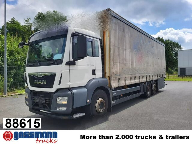 MAN TGS 26.400 6x2-4 LL, Lenk-/Lift, Hubdach - Camion plateau, Camion grue: photos 1 MAN TGS 26.400 6x2-4 LL, Lenk-/Lift, Hubdach - Camion plateau, Camion grue: photos 1