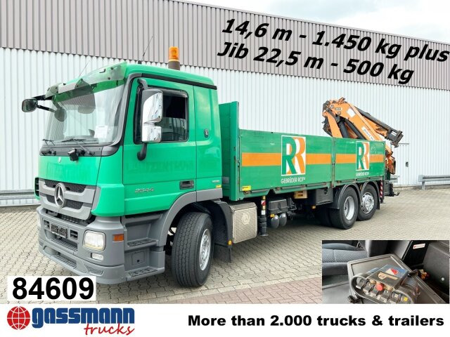 Mercedes-Benz Actros 2544 L 6x2, Retarder, Lenkachse, Heckkran - Camion plateau, Camion grue: photos 1 Mercedes-Benz Actros 2544 L 6x2, Retarder, Lenkachse, Heckkran - Camion plateau, Camion grue: photos 1