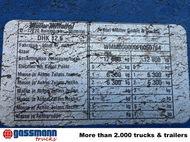 Müller-Mitteltal DHK 12.6, verzinkt! - Remorque benne: photos 4 Müller-Mitteltal DHK 12.6, verzinkt! - Remorque benne: photos 4