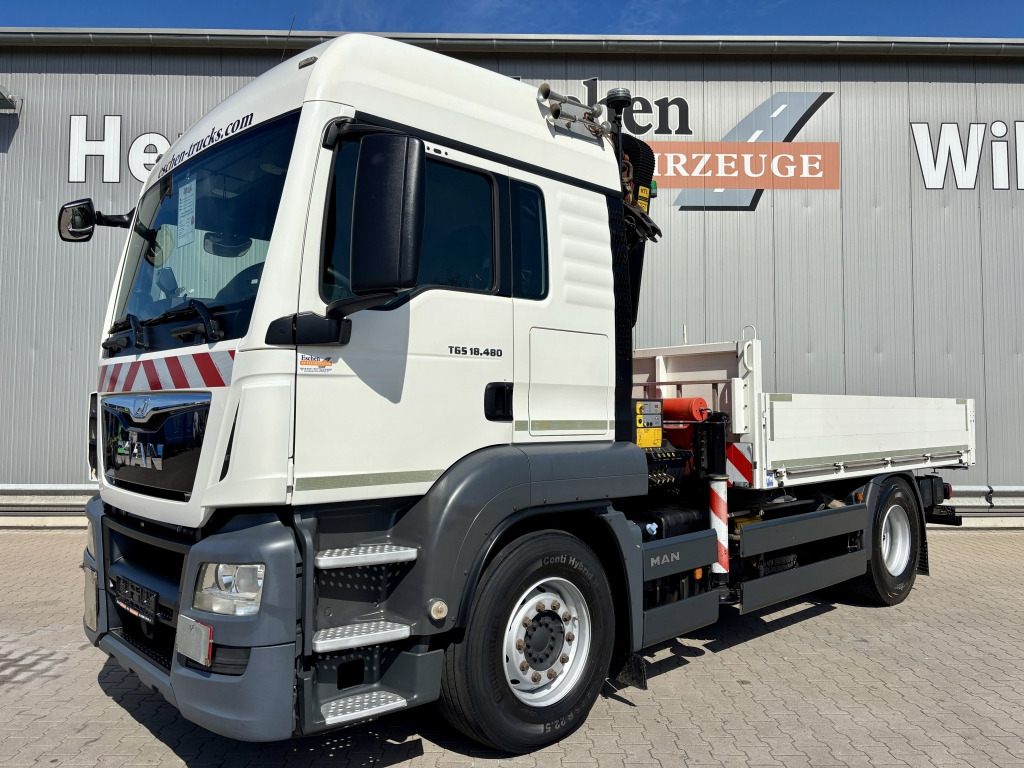 MAN TGS 18.480 4x2 BL / Palfinger PK 14002 Faltkran - Camion plateau, Camion grue: photos 1 MAN TGS 18.480 4x2 BL / Palfinger PK 14002 Faltkran - Camion plateau, Camion grue: photos 1