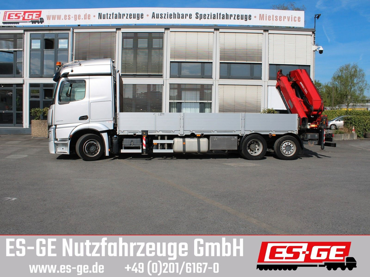 Mercedes-Benz 2546 L NR 6x2 Actros, Pritsche, MKG HLK 531 a5 - Camion plateau, Camion grue: photos 1 Mercedes-Benz 2546 L NR 6x2 Actros, Pritsche, MKG HLK 531 a5 - Camion plateau, Camion grue: photos 1