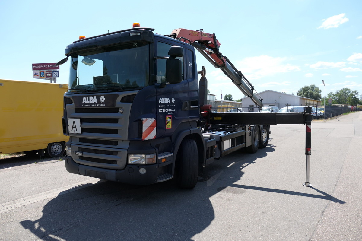 SCANIA R420 B6X2 mit Palfinger 16502 Kran Funk - Camion ampliroll: photos 1 SCANIA R420 B6X2 mit Palfinger 16502 Kran Funk - Camion ampliroll: photos 1