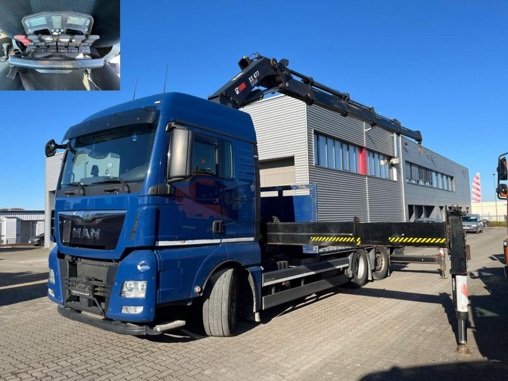 MAN TG-X 26.480 6x2 Pritsche Kran Hiab 477 + Funk - Camion plateau, Camion grue: photos 1 MAN TG-X 26.480 6x2 Pritsche Kran Hiab 477 + Funk - Camion plateau, Camion grue: photos 1
