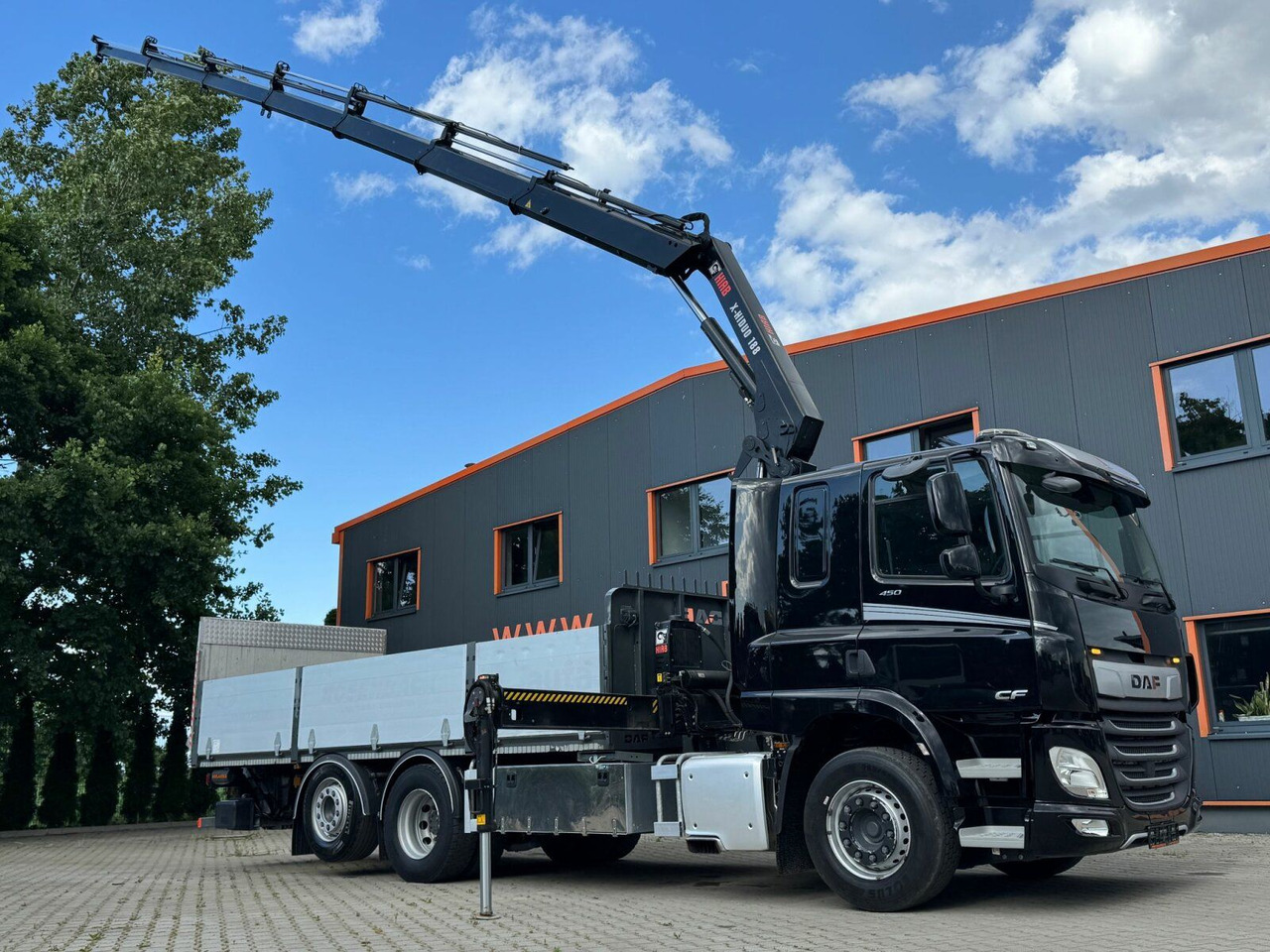 DAF CF 450 FAN 6x2 Pritsche mit Kran HIAB 188 E-6 - Camion plateau, Camion grue: photos 1 DAF CF 450 FAN 6x2 Pritsche mit Kran HIAB 188 E-6 - Camion plateau, Camion grue: photos 1