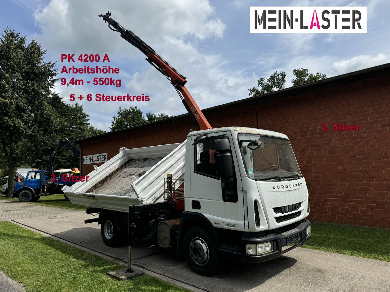 Iveco ML75E16 3 S-Kipper Kran PK 9,4m-550 kg Greifer - Véhicule utilitaire benne: photos 1 Iveco ML75E16 3 S-Kipper Kran PK 9,4m-550 kg Greifer - Véhicule utilitaire benne: photos 1