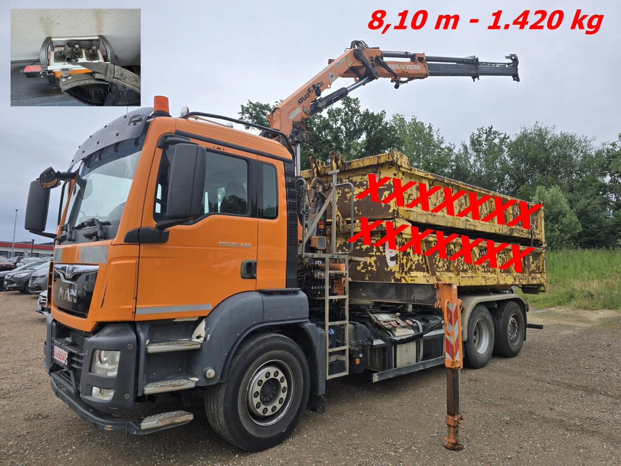 MAN TGS 28.440 6x2-4 BL TGS 28.440 6x2-4 BL, Lenk-/Liftachse, Kran Atlas 126.3E-A2L, Funk - Camion ampliroll, Camion grue: photos 1 MAN TGS 28.440 6x2-4 BL TGS 28.440 6x2-4 BL, Lenk-/Liftachse, Kran Atlas 126.3E-A2L, Funk - Camion ampliroll, Camion grue: photos 1