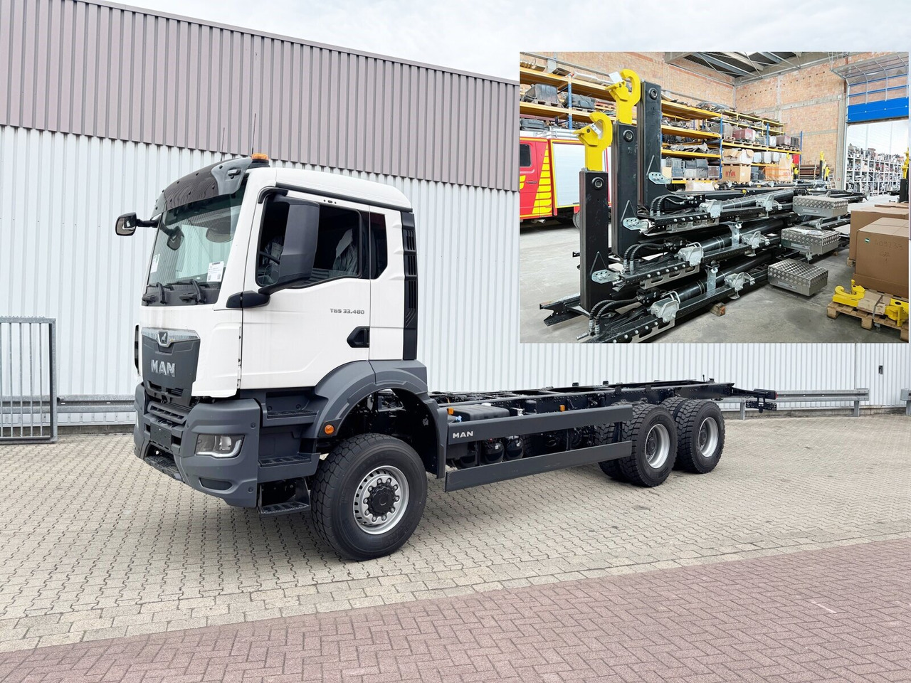 MAN TGS 33.480 6x6 BB CH TGS 33.480 6x6 BB CH, Hohe Bauart, Nebenantrieb - Camion ampliroll: photos 1 MAN TGS 33.480 6x6 BB CH TGS 33.480 6x6 BB CH, Hohe Bauart, Nebenantrieb - Camion ampliroll: photos 1