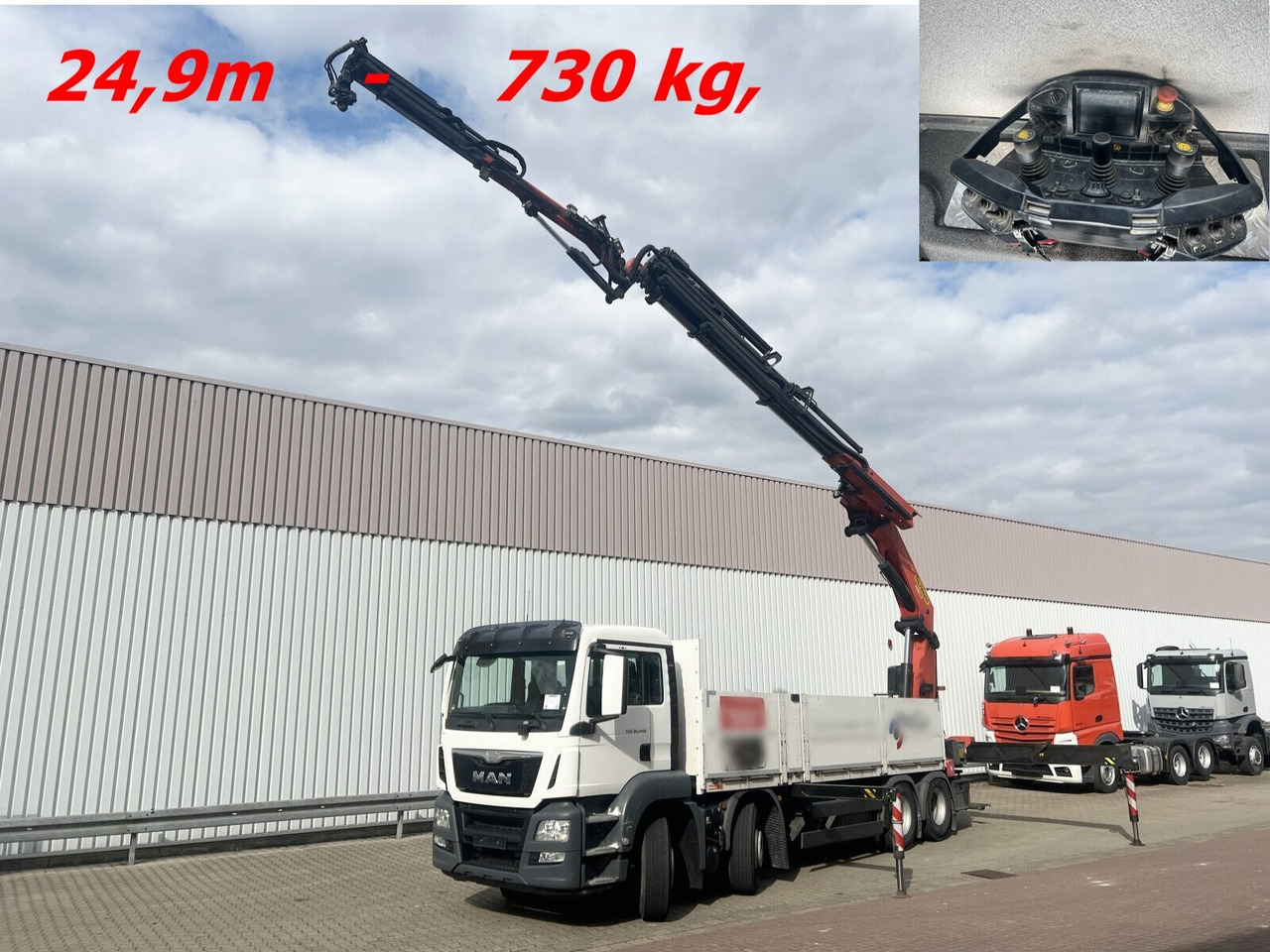 MAN TGS 35.440 8x4 BL TGS 35.440 8x4 BL, Navi, Heckkran Palfinger PK42002 SH-F + Jip PJ 060 B, 24,9m-730kg, Funk - Camion grue, Camion plateau: photos 1 MAN TGS 35.440 8x4 BL TGS 35.440 8x4 BL, Navi, Heckkran Palfinger PK42002 SH-F + Jip PJ 060 B, 24,9m-730kg, Funk - Camion grue, Camion plateau: photos 1