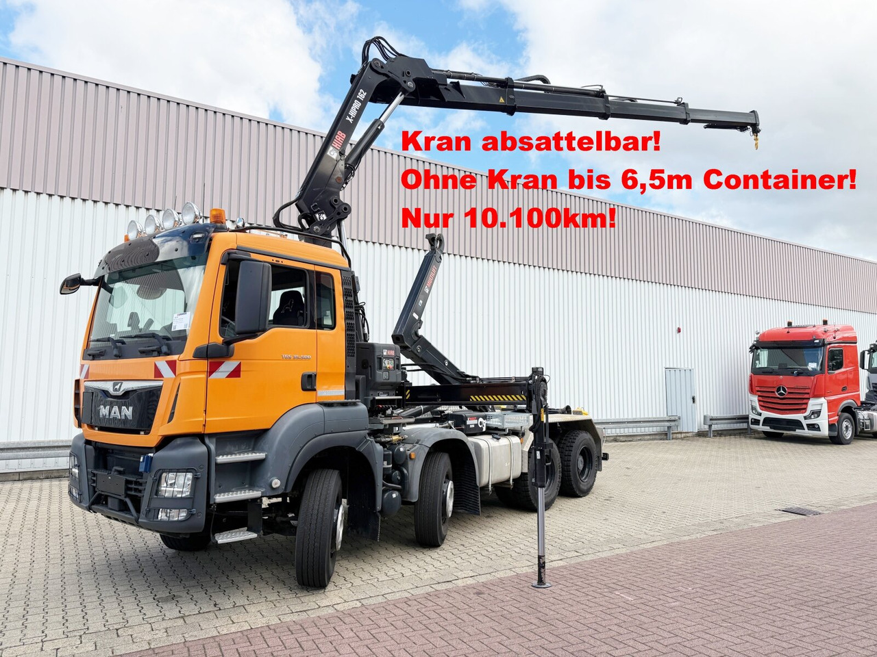 MAN TGS 35.500 8x4 BB TGS 35.500 8x4 BB mit Kran Hiab X-HiPro 162 E-3, absetzbar, Funk - Camion ampliroll, Camion grue: photos 1 MAN TGS 35.500 8x4 BB TGS 35.500 8x4 BB mit Kran Hiab X-HiPro 162 E-3, absetzbar, Funk - Camion ampliroll, Camion grue: photos 1