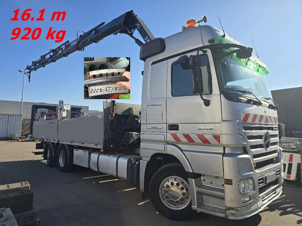 Mercedes-Benz Actros 2546 L 6x2 Actros 2546 L 6x2, Hiab Kran 244 E - 6 Hiduo, 16,1 m 920 kg, Funk - Camion grue, Camion plateau: photos 1 Mercedes-Benz Actros 2546 L 6x2 Actros 2546 L 6x2, Hiab Kran 244 E - 6 Hiduo, 16,1 m 920 kg, Funk - Camion grue, Camion plateau: photos 1