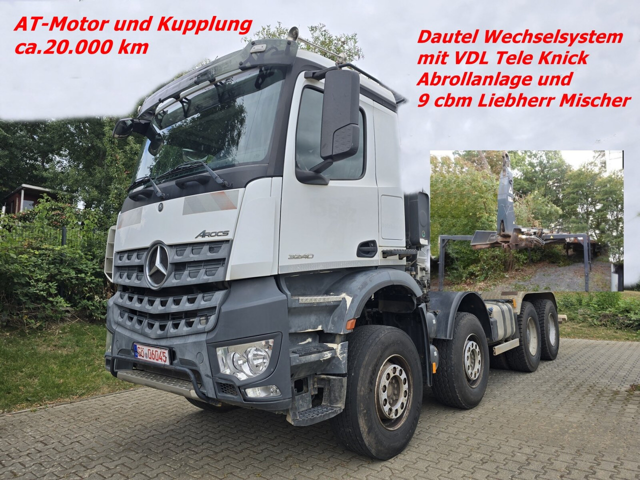 Mercedes-Benz Arocs 3240/8x4 Arocs 3240/8x4, VDL Tele-Knick Abrollanlage - Camion ampliroll: photos 1 Mercedes-Benz Arocs 3240/8x4 Arocs 3240/8x4, VDL Tele-Knick Abrollanlage - Camion ampliroll: photos 1
