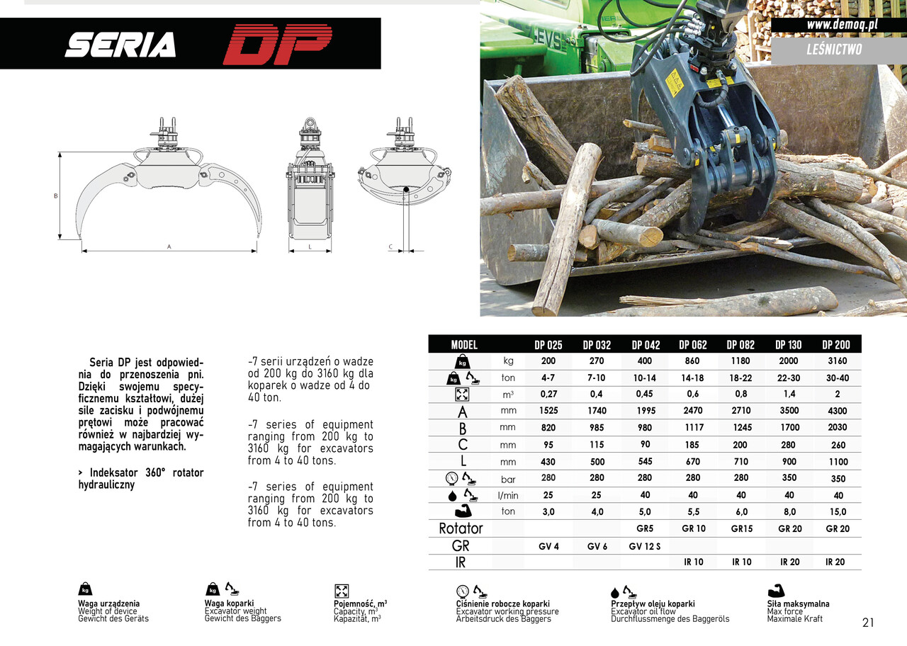 DEMOQ DP130 Log Grab 2000 kg - Grappin pour Engins de chantier: photos 3 DEMOQ DP130 Log Grab 2000 kg - Grappin pour Engins de chantier: photos 3