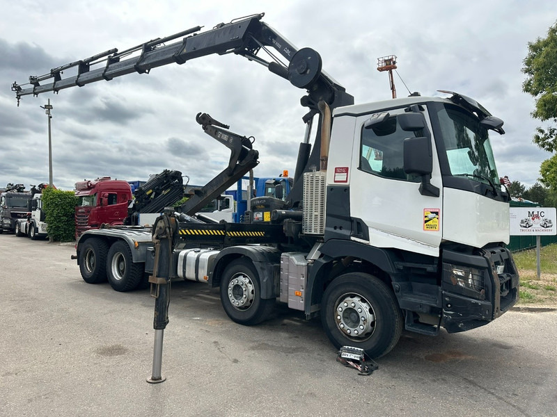 Renault C460 8x4 HOOKLIFT + CRANE HIAB 288 E-6 HIDUO - RADIO - 5/6 F - STEEL SPRING / HUB REDUCTION - Camion ampliroll, Camion grue: photos 1 Renault C460 8x4 HOOKLIFT + CRANE HIAB 288 E-6 HIDUO - RADIO - 5/6 F - STEEL SPRING / HUB REDUCTION - Camion ampliroll, Camion grue: photos 1