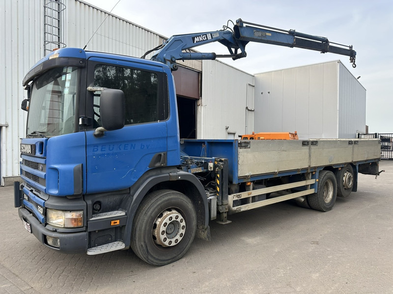 Scania P 94-220 6x2 + CRANE / GRUA MKG HLK 125 - STEEL CARRIER - MANUAL 4+4 - LIFT + STEERING AXLE - BE TRUCK - Camion grue: photos 1 Scania P 94-220 6x2 + CRANE / GRUA MKG HLK 125 - STEEL CARRIER - MANUAL 4+4 - LIFT + STEERING AXLE - BE TRUCK - Camion grue: photos 1