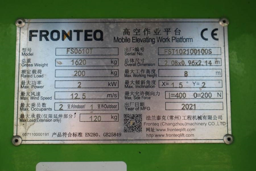 Fronteq FS0610T CE Declaration, 6.7m Working Heigh - Nacelle ciseaux: photos 3 Fronteq FS0610T CE Declaration, 6.7m Working Heigh - Nacelle ciseaux: photos 3